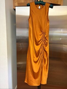 House of Harlow 1960 Sleeveless Ruched Maxi Dress in Burnt Orange
